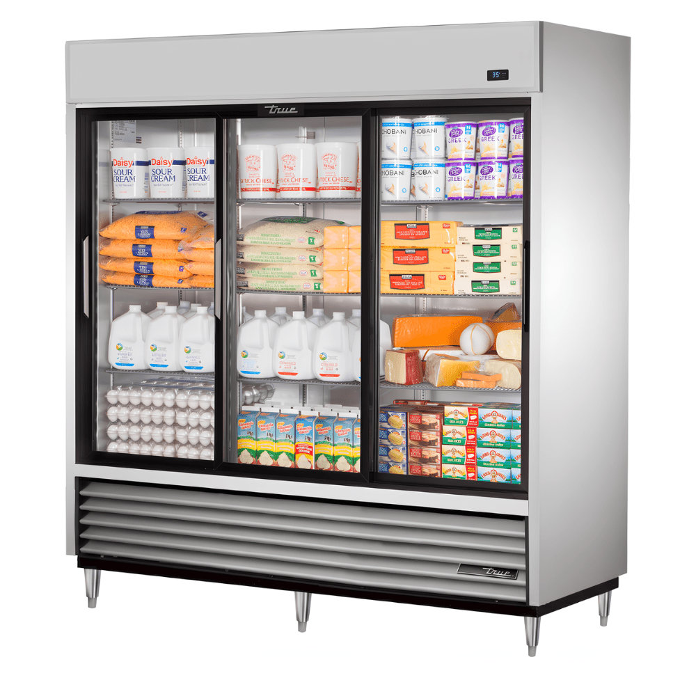 Refrigerador True TSD-69G-HC-LD, refrigerador vertical, en acero inoxidable.