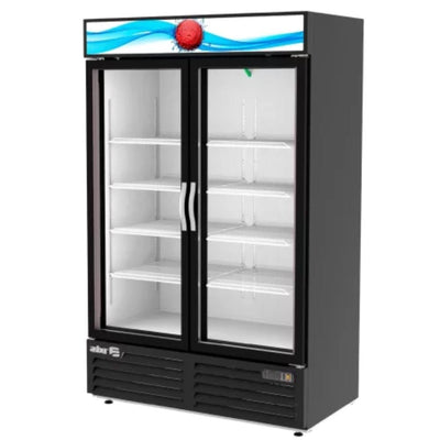 Refrigerador Asber ARMD-37 Hc, refrigerador exhibidor vertical, en acero inoxidable.
