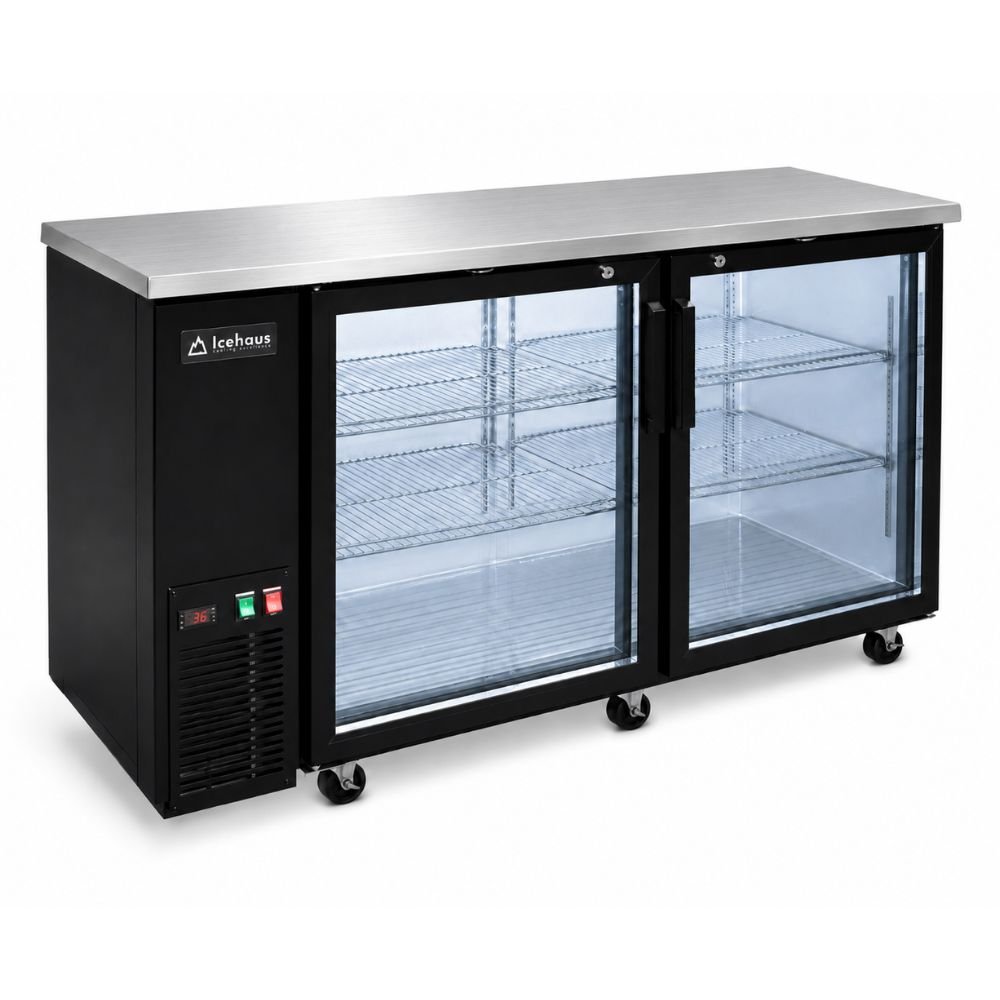 Refrigerador Contra Barra Icehaus CBR-2PC-SS-01, en acero inoxidable.