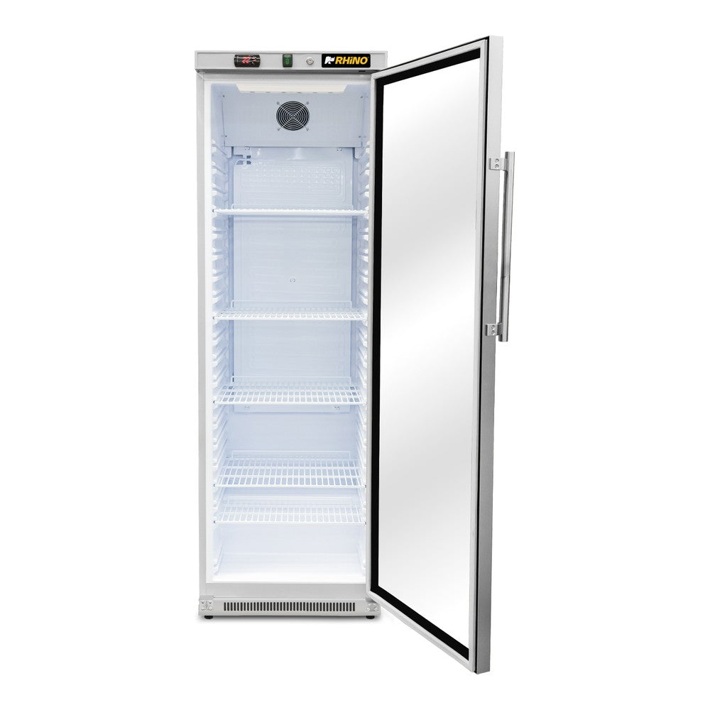 REFRIGERADOR RHINO REVEAB-13C | Refrigerador Vertical | 1 Puerta Cristal | Capacidad 13 Pies Cúbicos | Tienda Cafetería Restaurante