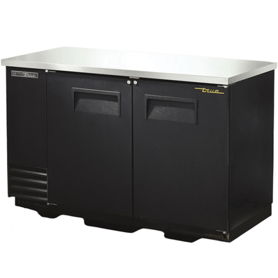 TRUE TBB-2-HC Refrigerador Contrabarra 2 Puertas Solidas Iluminacion Cuerpo Acero Inoxidable Negro -  - true - KitchenMax Store