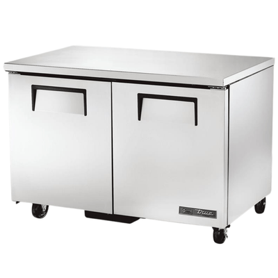 TRUE TUC-48F-HC Mesa Refrigerada Bajo Barra 2 Puertas Solidas Acero Inoxidable Gris -  - True - KitchenMax Store