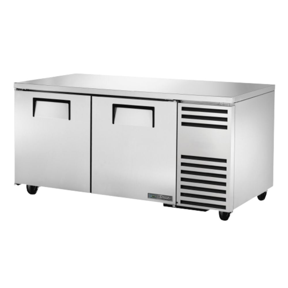 TRUE TUC-67-HC Mesa Refrigerada Bajo Barra 2 Puertas Solidas Acero Inoxidable Gris