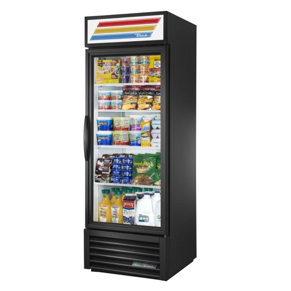 True GDM-23-HC~TSL01 Refrigerador Exhibidor Vertical 1 Puerta Cristal 4 Parrillas -  - True - KitchenMax Store