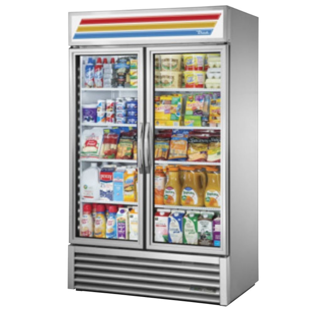 True GDM-43-HC~TSL01 Refrigerador Exhibidor Vertical 2 Puertas Crsital 8 Parrillas -  - True - KitchenMax Store