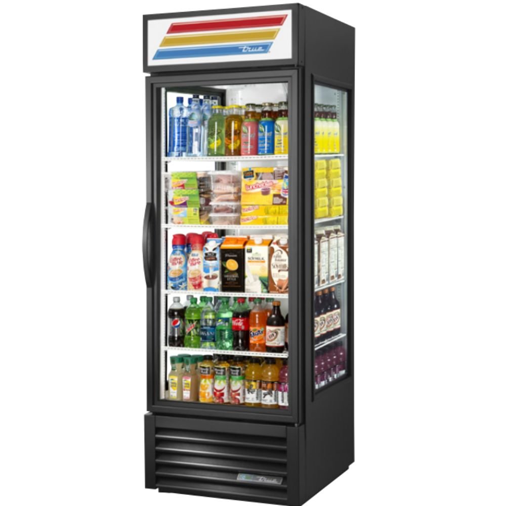 True GEM-23-HC~TSL01 Refrigerador Exhibidor Vertical 1 Puerta Cristal 4 Parrillas -  - True - KitchenMax Store