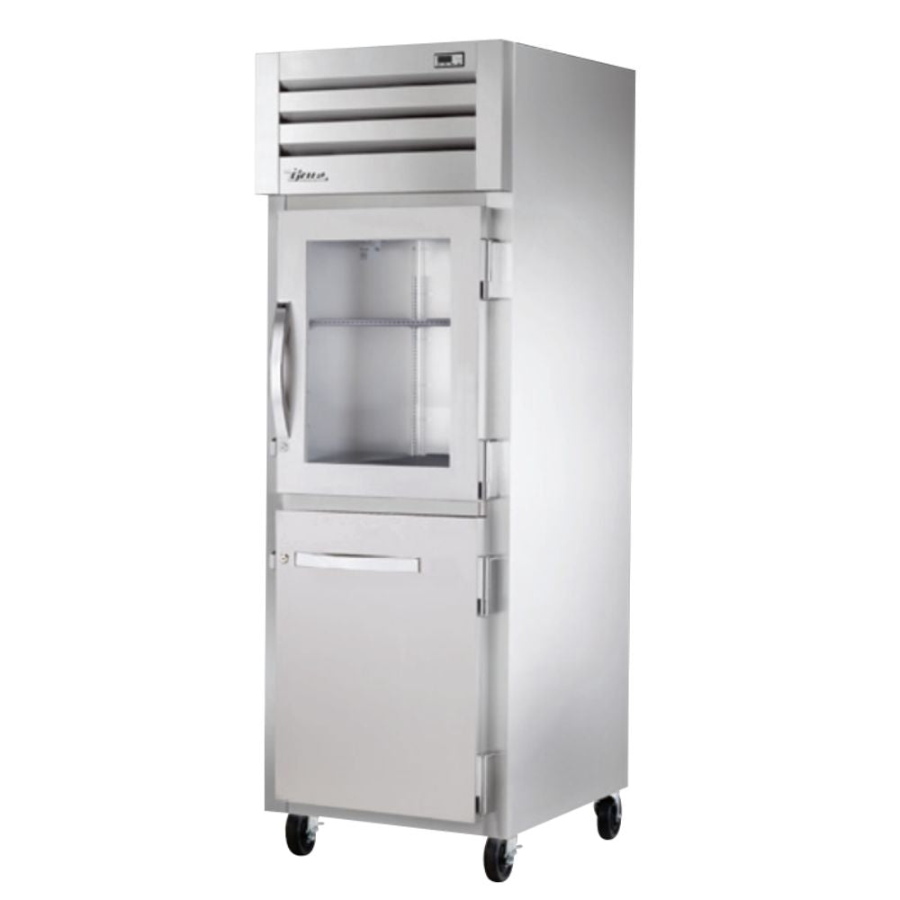 True STA1R-1HG/1HS-HC Refrigerador Vertical 2 Medias Puertas Cristal Solida 3 Parrillas -  - True - KitchenMax Store