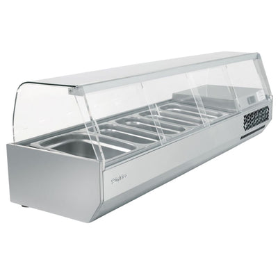 VITRINA INFRICO VIP1740 B1/CR | Vitrina para Ingredientes | Cristal Curvo | para 6 Insertos | Buffet Comedor Industrial Comida China Sushi Cafeteria Restaurante Bares Tiendas Convivencia Buffet Alimentos 