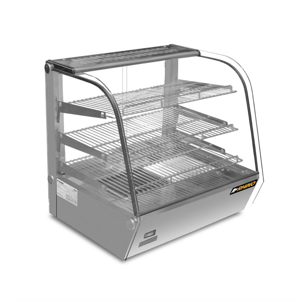 Vitrina Rhino VICAMO-120L, vitrina caliente sobre mostrador, en acero inoxidable.