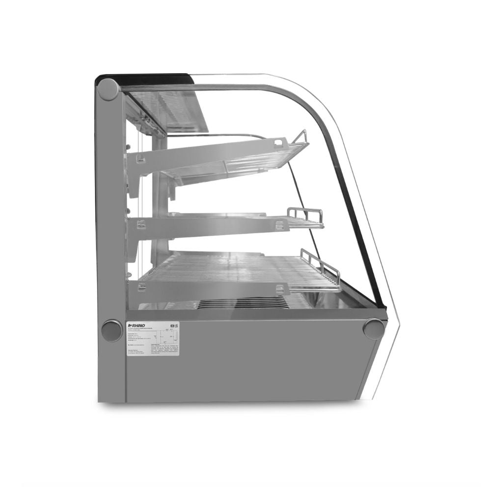 Vitrina Rhino VICAMO-160L, vitrina caliente sobre mostrador, en acero inoxidable.
