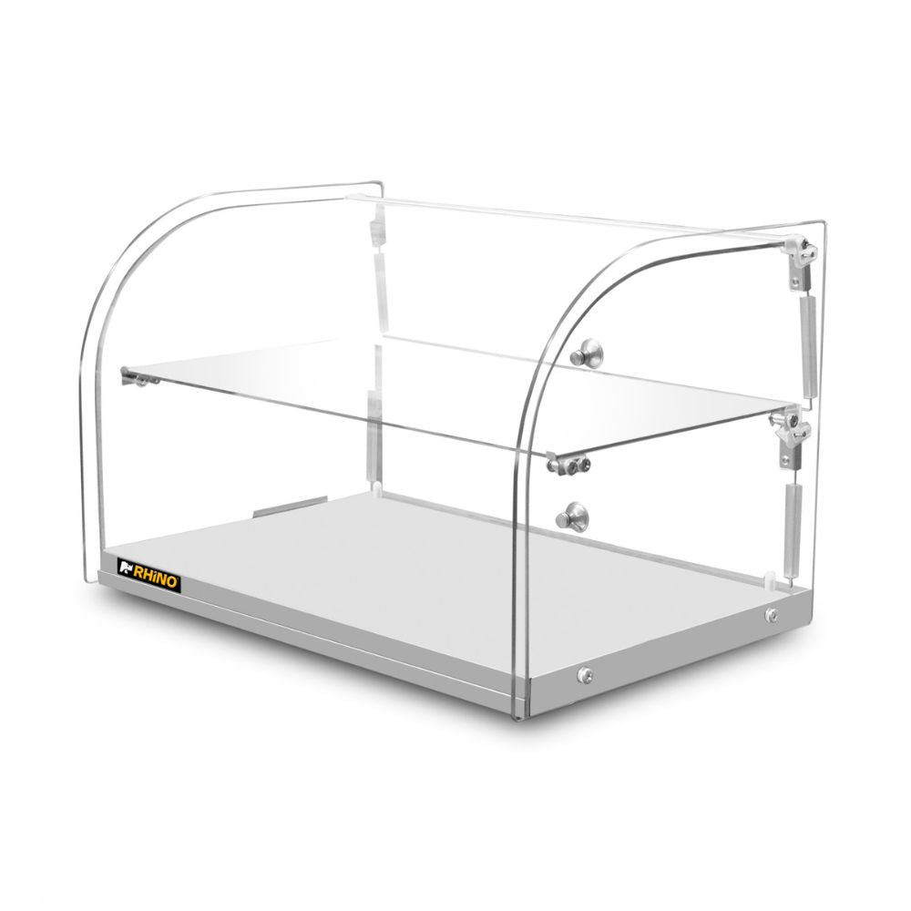 Vitrina Rhino VITNEU-45C, vitrina neutra curva, en acero inoxidable.