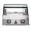 Vitrina refrigerada Migsa CW-128 sobre mostrador, cristal recto con puertas corredizas, 112 litros, color acero y negro.