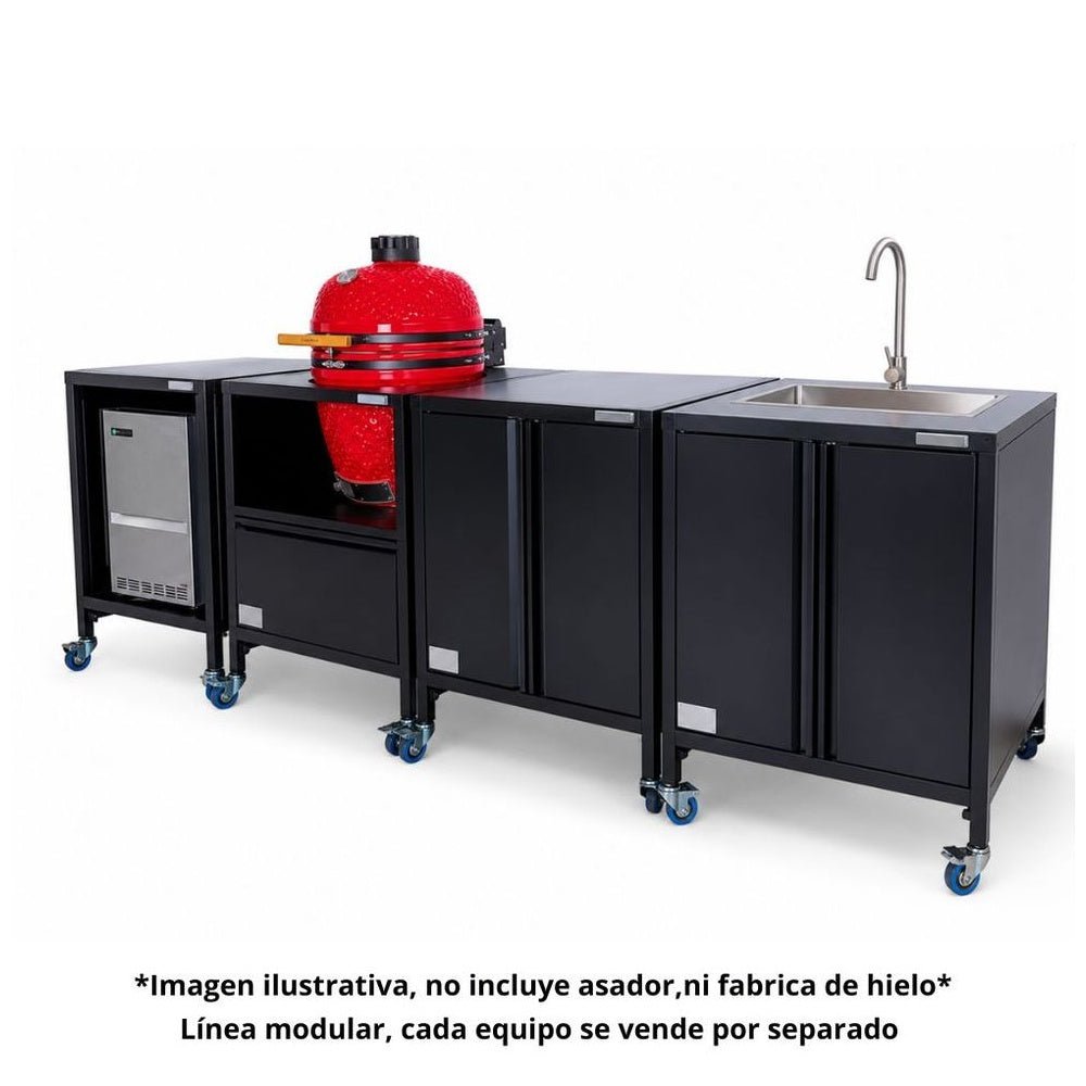 Mesa para Kamado Torrey MKP-76 CQHKC026044, restaurante terraza parrilla, en acero inoxidable.