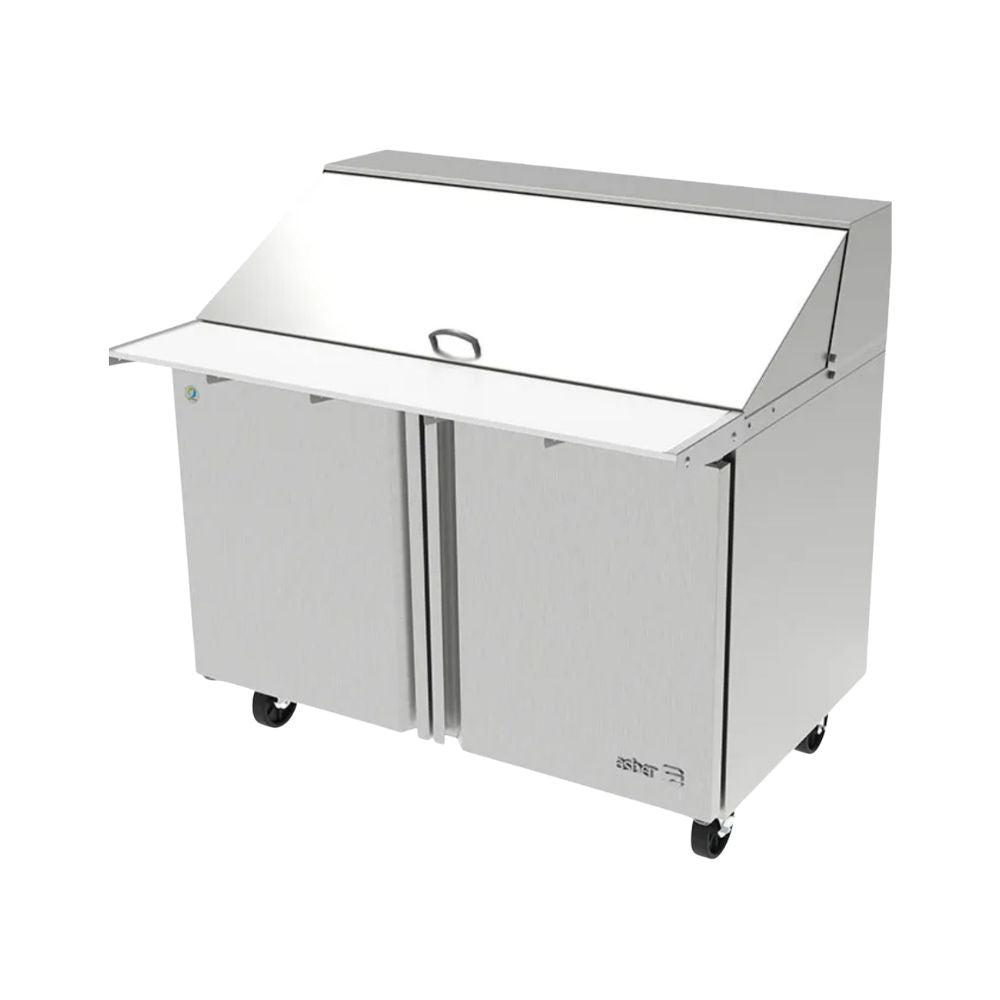 Asber APTM-48-18 HC Mesa Refrigerada 2 Puertas 2 Parrillas cuenta con la tecnología para mantener tus alimentos frescos por más tiempo con la máxima calidad y olvídate de la preocupación por la temperatura de tus productos. Ideal para su uso en restaurantes, cocinas económicas, fondas, banquetes, cafeterías, para preparación de alimentos, comida etc. KitchenMax.Store. Envíos seguros a todo México. Cotiza hoy mismo. 