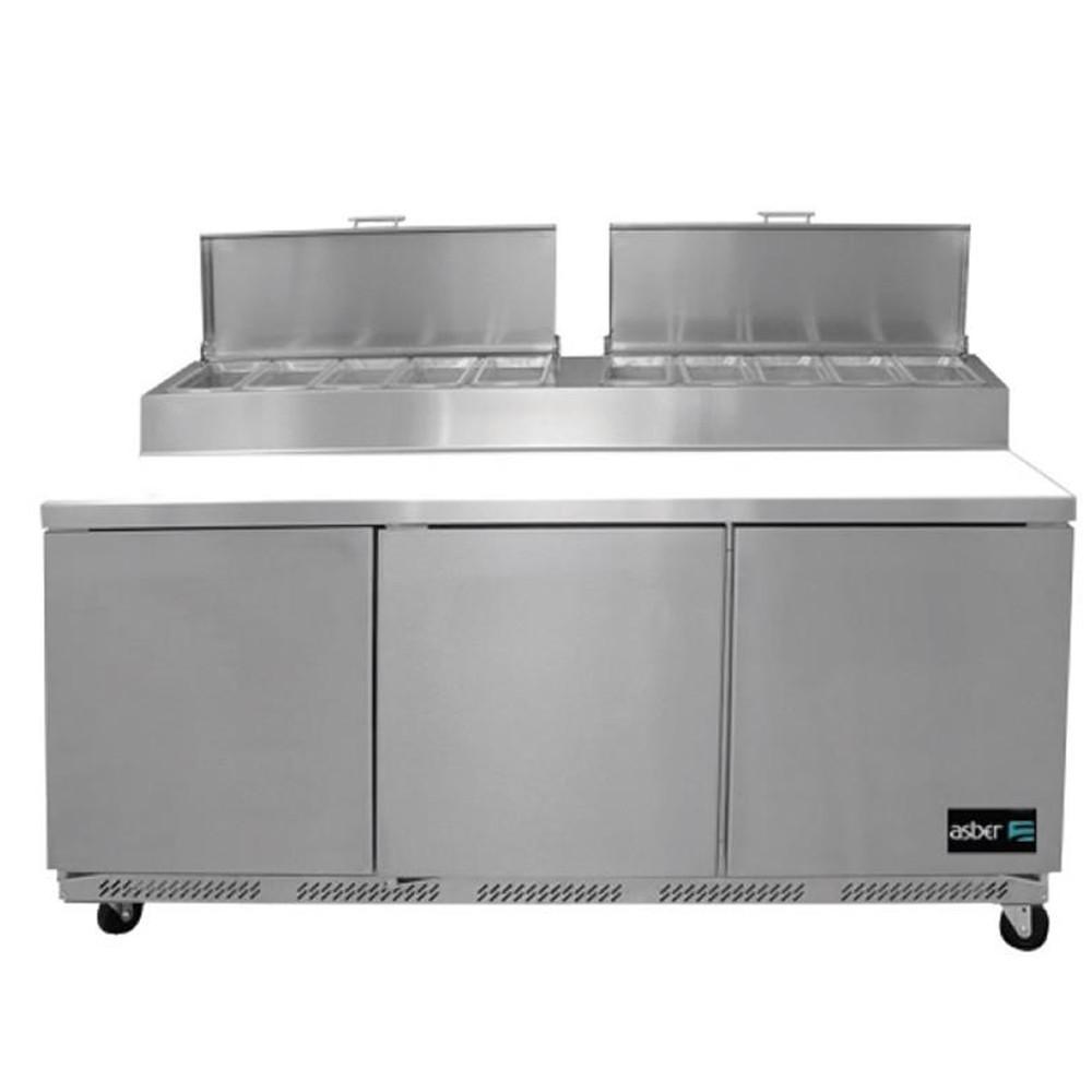 Nuestro modelo de Asber APTP-72 HC Mesa Refrigerada Preparación Pizza Frente 182 Cm 3 Puertas será el ideal para mejorar tu cocina ya que es la solución ideal para mantener tus productos frescos y listos para su consumo. Perfecto para restaurante, cocina industrial, comedor industrial, banquetes,refrigerar, conservar, etc. KitchenMax.Store. Envíos seguros a todo México. Cotiza hoy mismo.