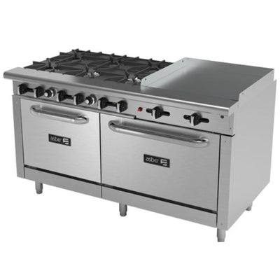 Asber Aemr-2-G24-B6-60-H Estufa Maestra 6 Quemadores Abiertos 2 Hornos Plancha para Restaurante Cocina Industrial Cocinas Fondas Restaurantes Cenadurias Comedores Industriales Preparación de Alimentos Coccion.   KitchenMax.Store. Envíos seguros a todo México. Cotiza hoy mismo.