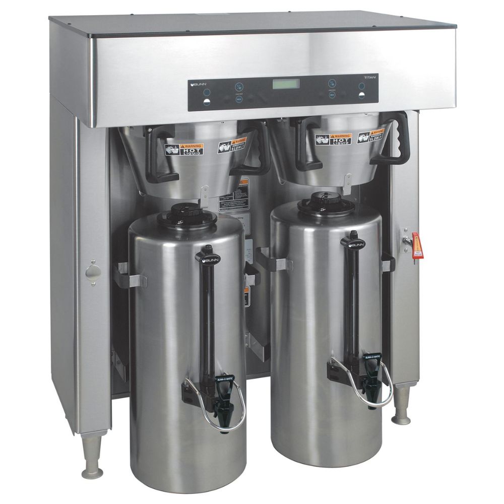 Bunn TITAN DUAL, 120/240V 1PH/3PH Cafetera Dual para Restaurante Cocina Industrial Cafeteria Cafeterías Restaurantes Establecimiento Cocina Comedor Negocio Bebidas Bar.  KitchenMax.Store. Envíos seguros a todo México. Cotiza hoy mismo.