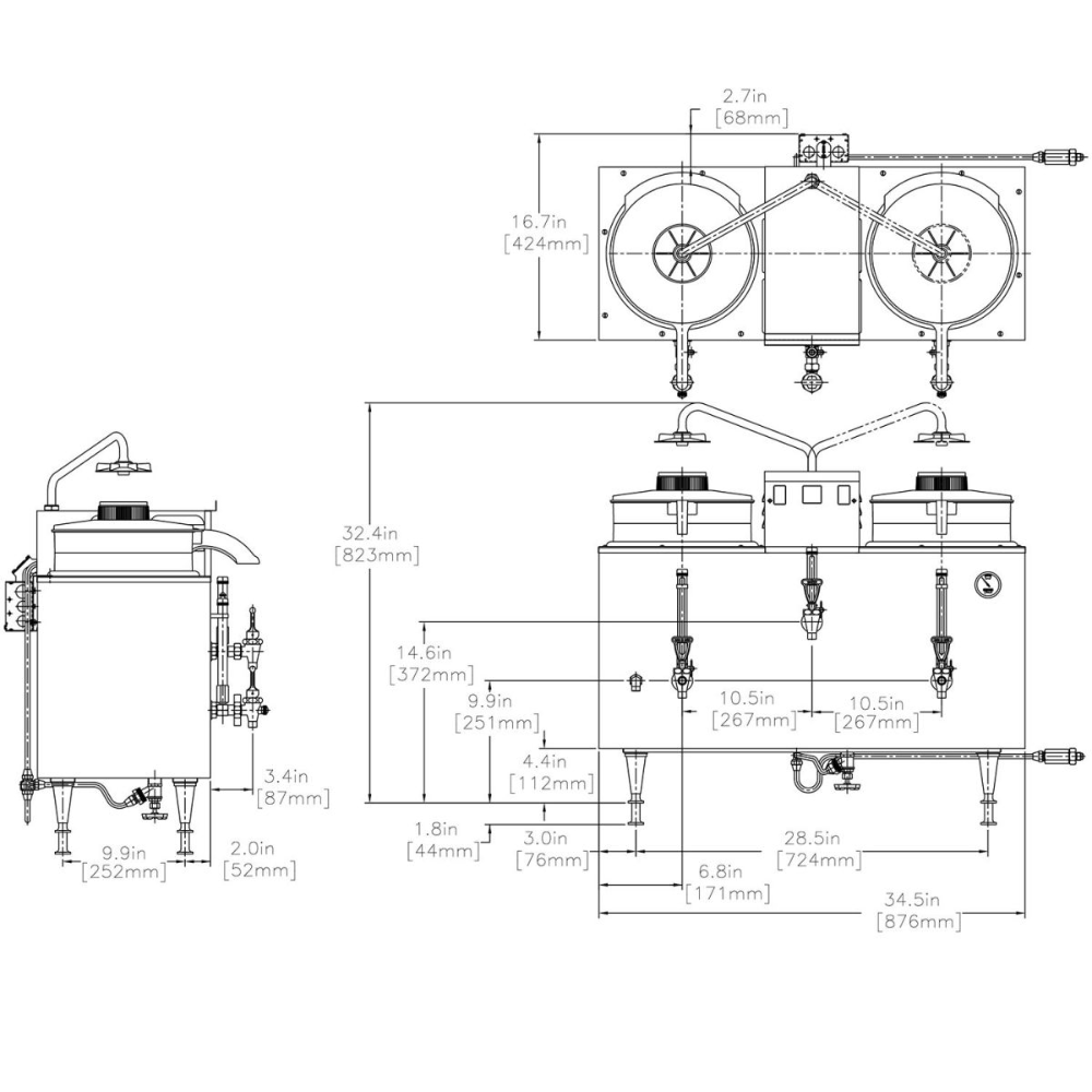 CAFETERA BUNN U3 S.S., 120/240V 20500.0001 | Cafetera Urna Eléctrica 20 Galones | Acero Inoxidable | Para Sala de Juntas Oficinas