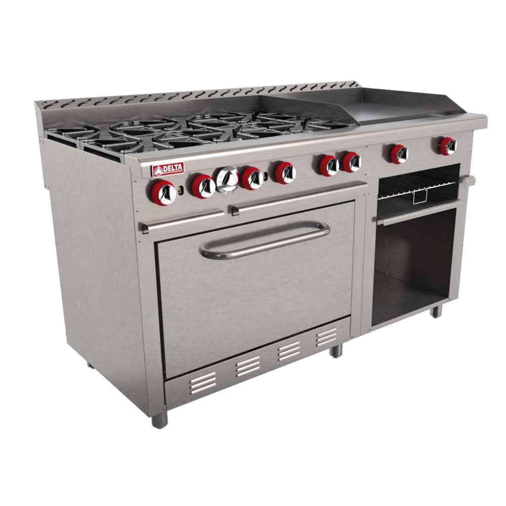 Delta Aquiles H6-GA Estufa 6 Quemadores Abiertos 1 Gratinador 1 Horno 1 Plancha -  - Delta - KitchenMax Store