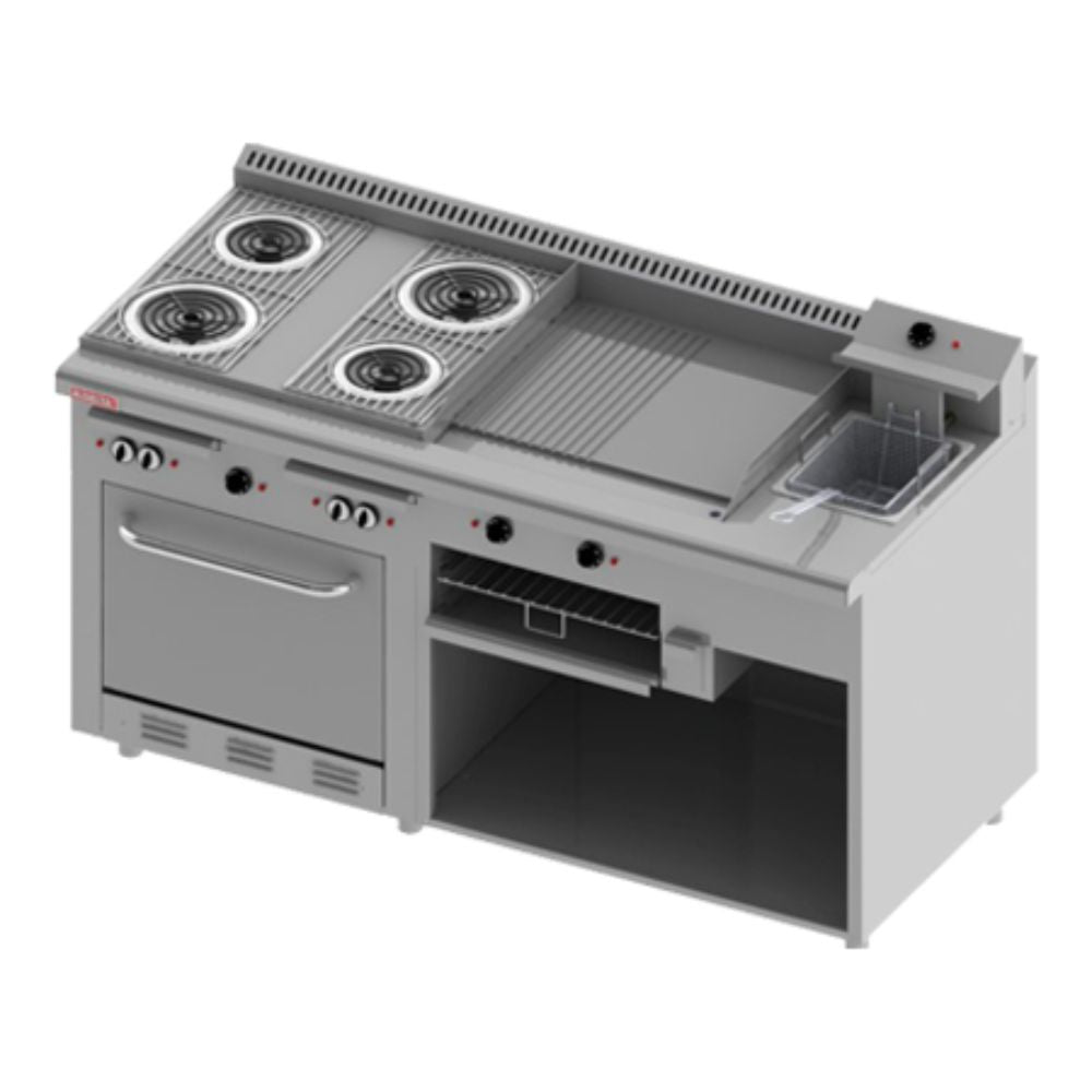 Delta Aquiles EM-H-C-E Estufa Electrica 4 Quemadores 1 Asador 1 Freidor 1 Gratinador 1 Horno 1 Plancha -  - Delta - KitchenMax Store