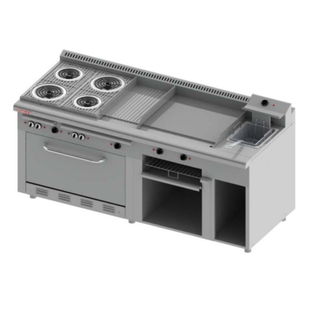 Delta Aquiles EM-H-E Estufa Electrica 4 Quemadores 1 Asador 1 Freidor 1 Gratinador 1 Horno 1 Plancha -  - Delta - KitchenMax Store