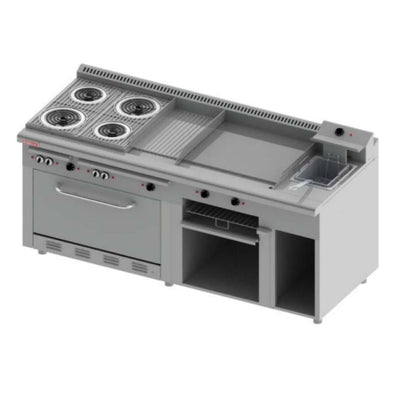 Delta Aquiles EM-H-E Estufa Electrica 4 Quemadores 1 Asador 1 Freidor 1 Gratinador 1 Horno 1 Plancha -  - Delta - KitchenMax Store