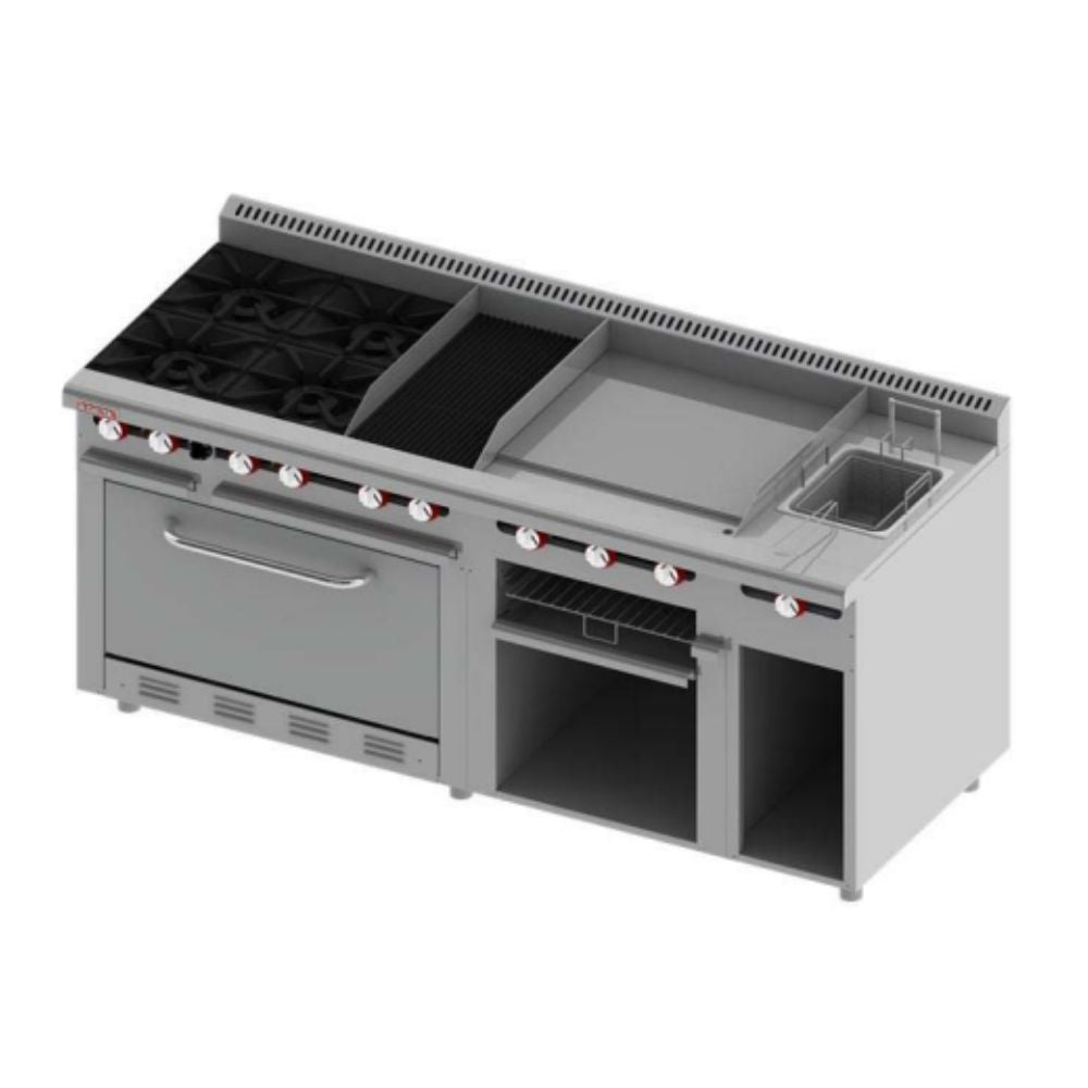 Delta Aquiles EM-H Estufa 4 Quemadores Abiertos 1 Asador 1 Freidor 1 Gratinador 1 Horno 1 Plancha -  - Delta - KitchenMax Store