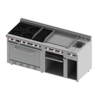 Delta Aquiles EM-H Estufa 4 Quemadores Abiertos 1 Asador 1 Freidor 1 Gratinador 1 Horno 1 Plancha -  - Delta - KitchenMax Store