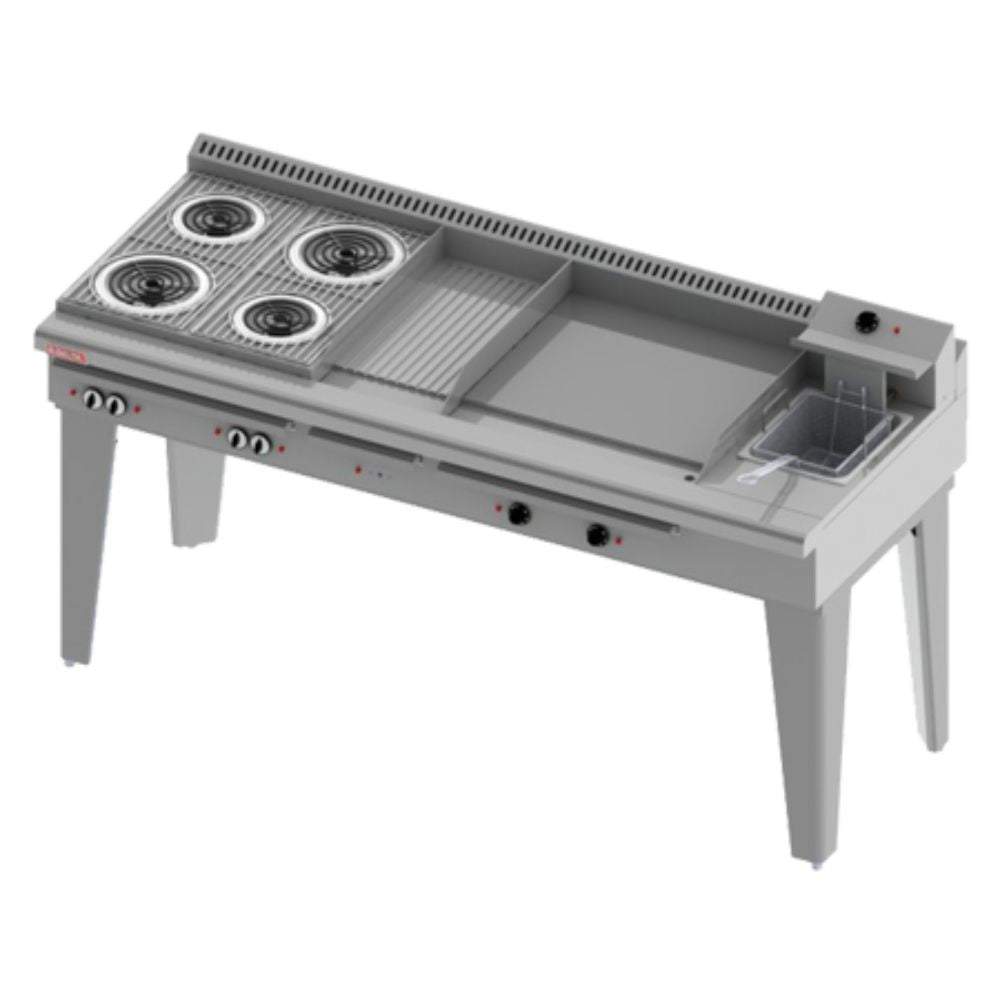 Delta Aquiles EM-M-E Estufa Electrica 4 Quemadores 1 Asador 1 Freidor 1 Plancha -  - Delta - KitchenMax Store