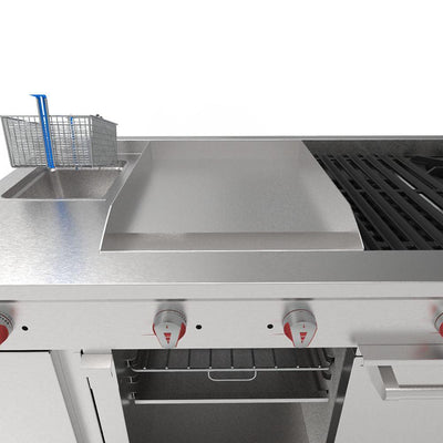 Drago UNIVFG/ S-PD Estufa 4 Quemadores Asador  Freidor Gratinador Plancha 2 ft Acero Inoxidable -  - Drago - KitchenMax Store