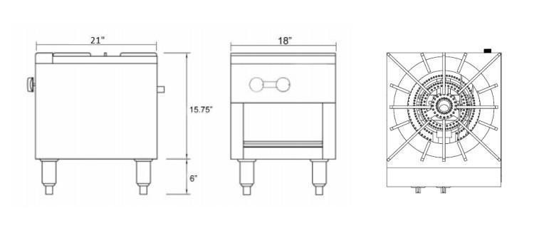 Ecomax by Hobart RB-1 Fogón a Gas Acero Inoxidable - Fogones - Ecomax - KitchenMax Store