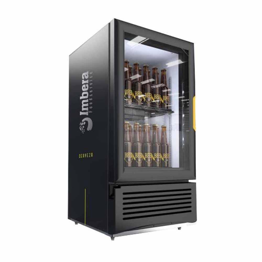 Imbera Ccv72 1018604 Refrigerador  Cervecero Vertical  con 1 Puerta de Cristal, 3 Parrillas y 4 Pies - 86 Litros de capacidad. Con iluminación LED, Cuerpo esmaltado Negro - Refrigeradores Verticales - Imbera - KitchenMax Store