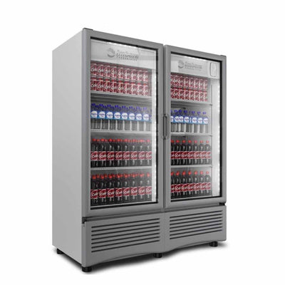Imbera VR35D 2P 1023618 Refrigerador Vertical con 2 Puertas de Cristal, 8 Parrillas y 22.84 Pies -  647 Litros de capacidad. Con iluminación LED, Cuerpo esmaltado Gris - Refrigeradores Verticales - Imbera - KitchenMax Store
