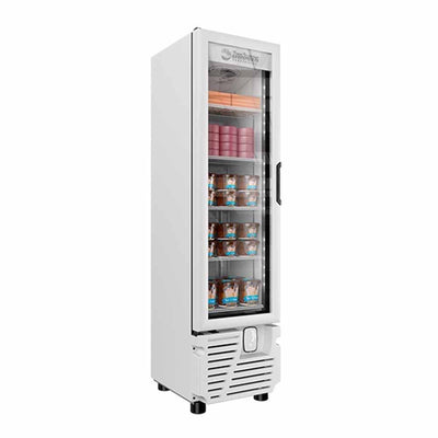 Imbera Vfs08 1013601 Congelador Vertical con 1 Puerta de Cristal, 5 Parrillas y 8 Pies - 167 Litros de capacidad. Con iluminación LED, Cuerpo esmaltado Gris - Congeladores Verticales - Imbera - KitchenMax Store