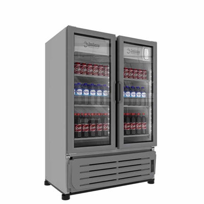 Imbera Vr19 1023803 Refrigerador Vertical con 2 Puertas de Cristal, 8 Parrillas y 12.57 Pies - 356 Litros de capacidad. Con iluminación LED, Cuerpo esmaltado Gris - Refrigeradores Verticales - Imbera - KitchenMax Store