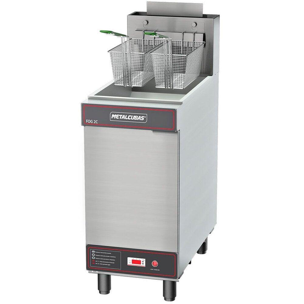Metalcubas FOG2C Freidora Gas 2 Canastillas Acero Inoxidable Papas Salchitacos Alitas - Freidores - G.Paniz - KitchenMax Store