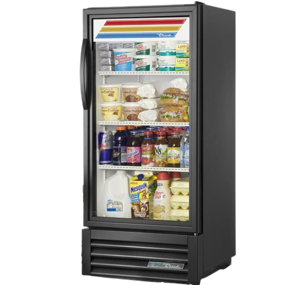 TRUE GDM-10-HC-TSL01 Refrigerador Vertical 1 Puerta Cristal 3 Parrillas Iluminacion Negro -  - true - KitchenMax Store